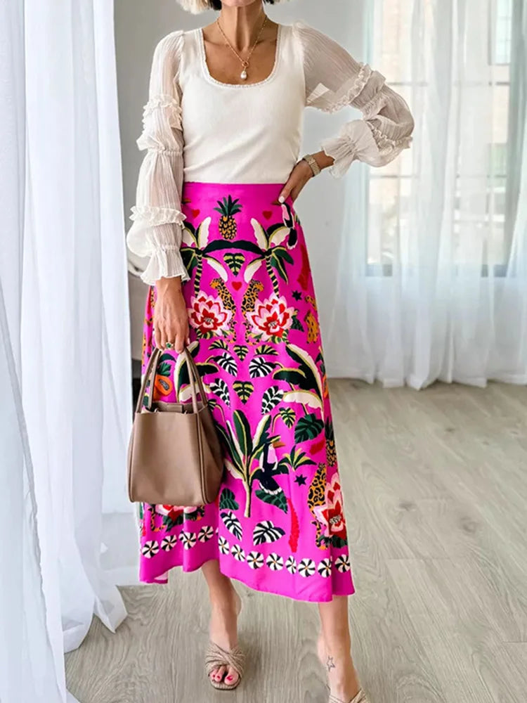 Floral Zip A-Line Skirt