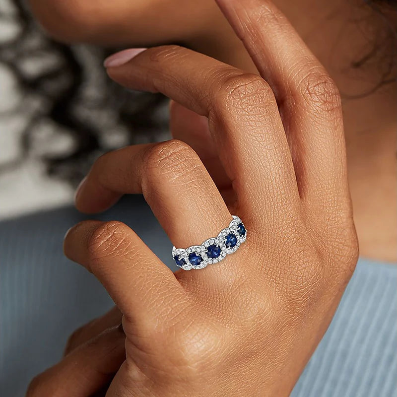 Blue Zircon Bridal Ring