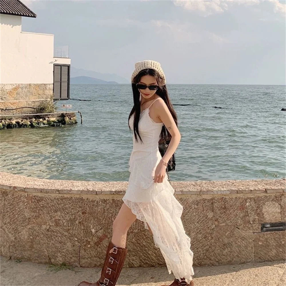 White Lace Midi Dress