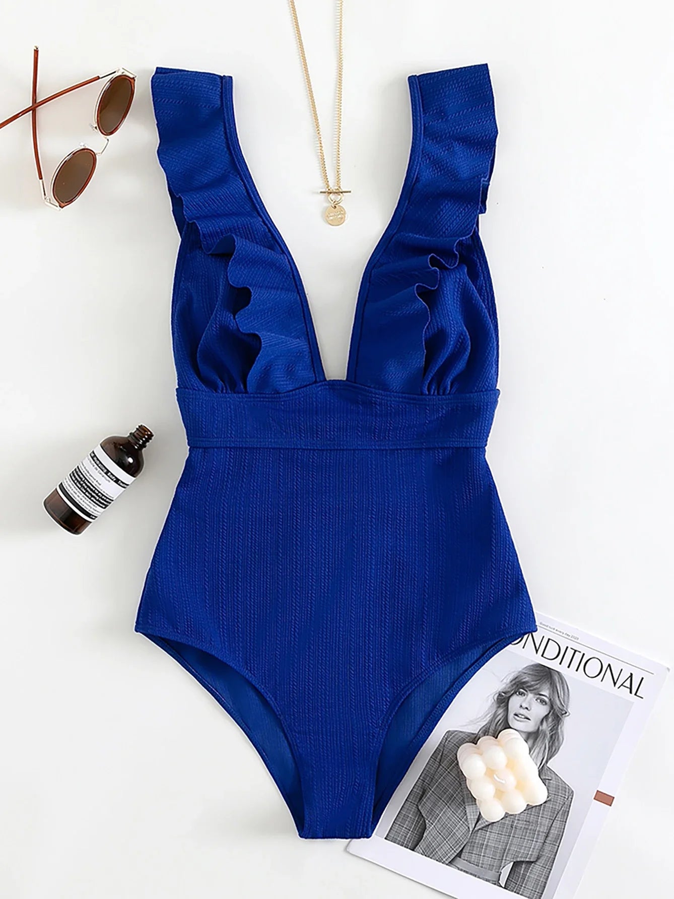 Sexy Ruffle Swimwear Women`s 2025 Deep V One Piece Swimsuit Female Bathing Suit Woman Bodysuit Swimming for Beach Wear Monokini