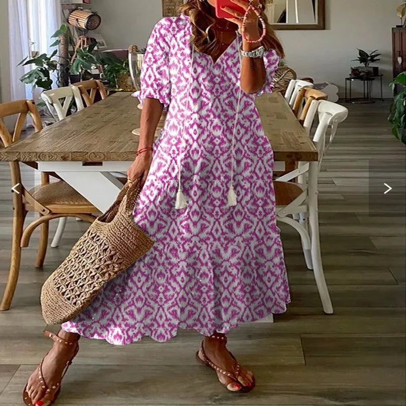 Bohemian Floral Beach Dress
