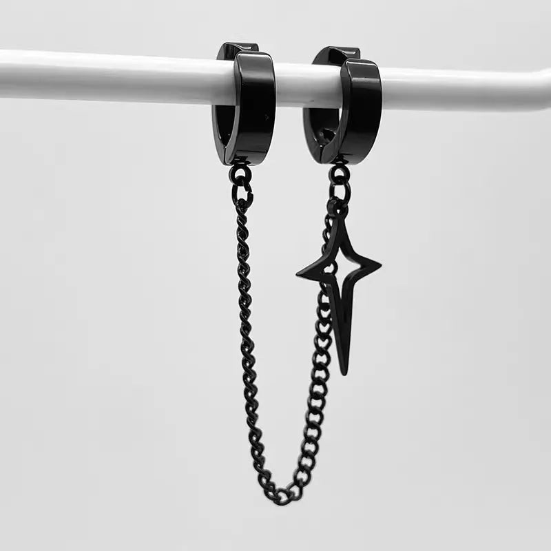 Black Star Clip Earrings