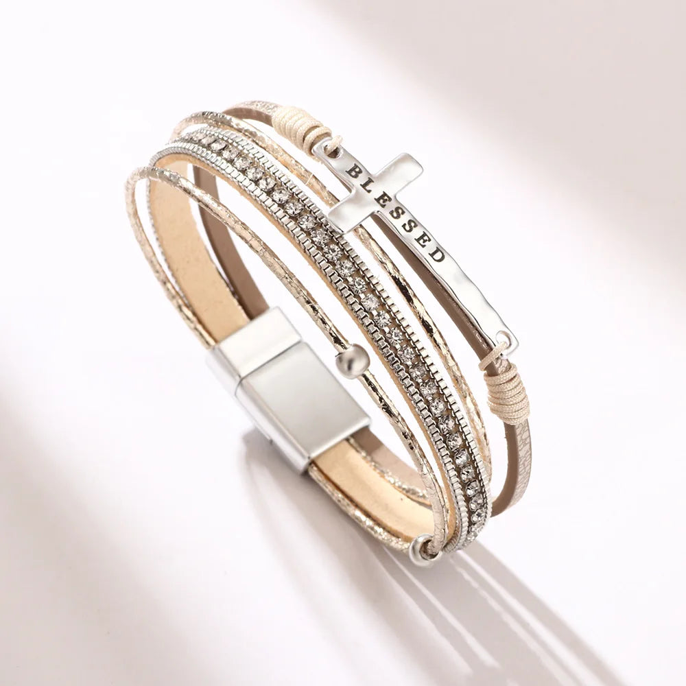 Western Cross Charm Bracelet