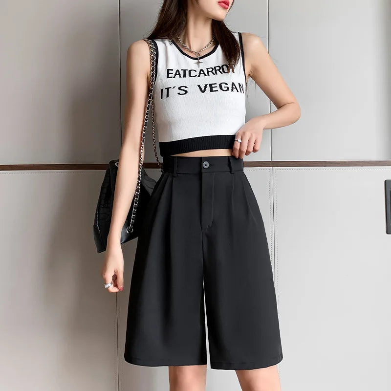 Wide-Leg Office Shorts