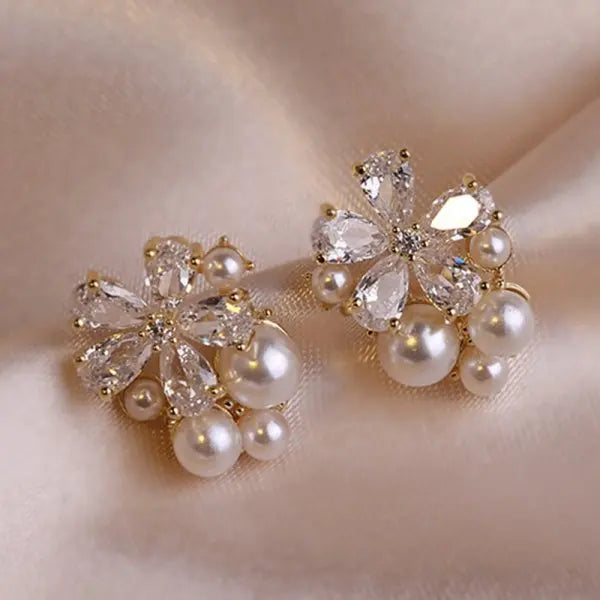 Rhinestone Flower Stud Earrings