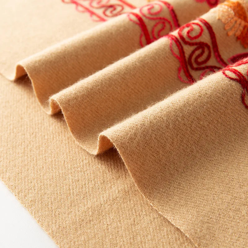 Embroidered Cashmere-Feel Shawl