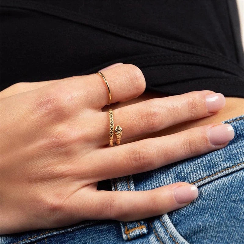 Adjustable Snake Silver Ring