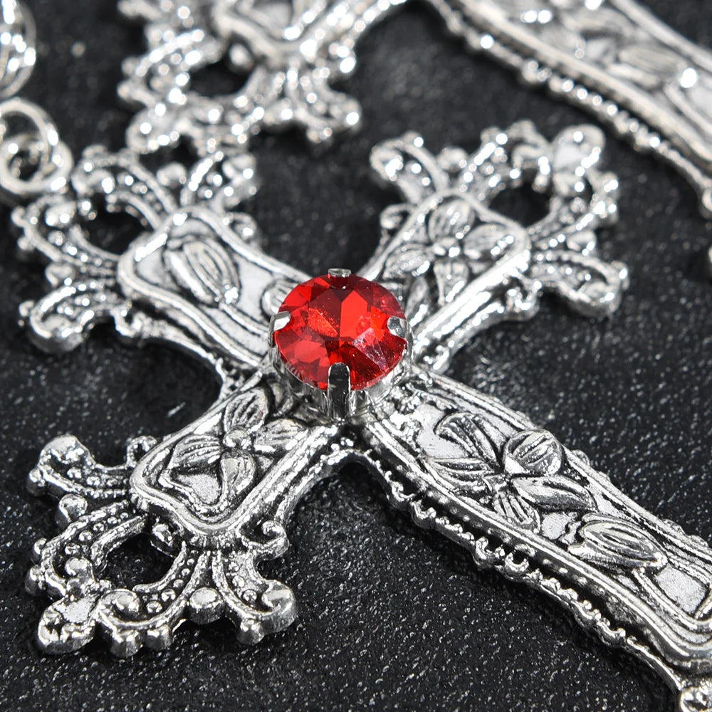 Gothic Crystal Cross Necklace