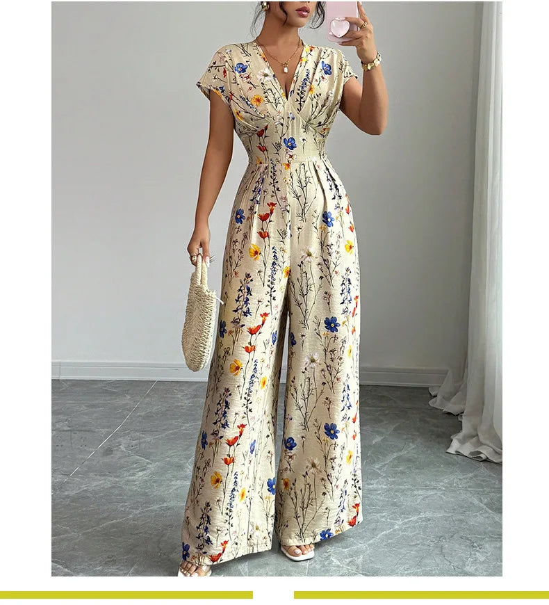 Floral Short Sleeve Jumpsuit