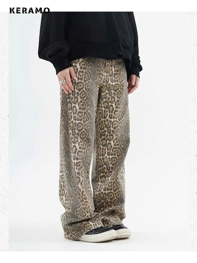 Leopard Wide Leg Jeans