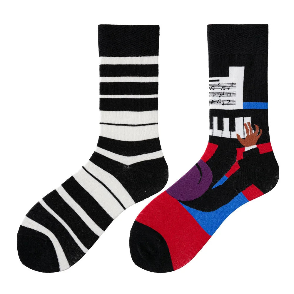 1Pair Man Women Socks Original AB Tide Socks Medium High Tube Colorful Socks Flowers Fruits Candy Cake Cotton Socks Unisex Socks