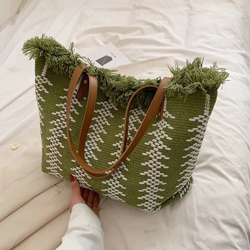 Large Striped Beach Tote