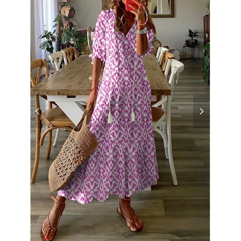 Bohemian Floral Beach Dress
