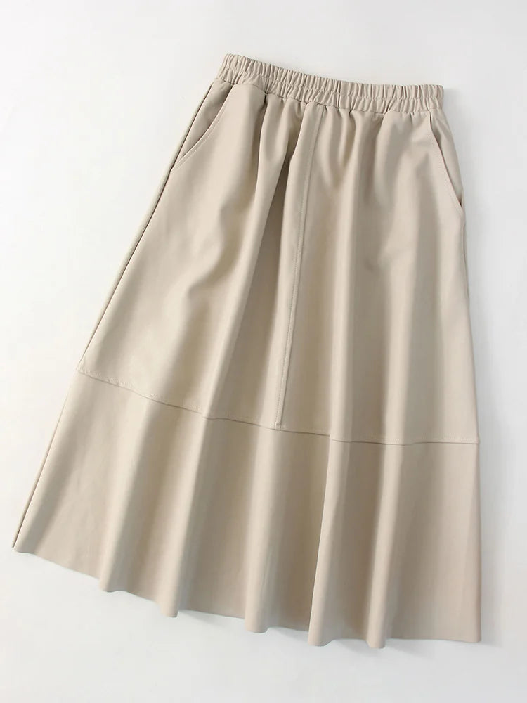 Leather A-Line Pocket Skirt