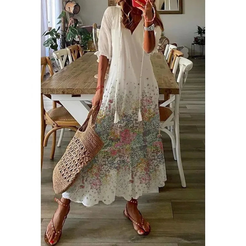 Bohemian Floral Beach Dress