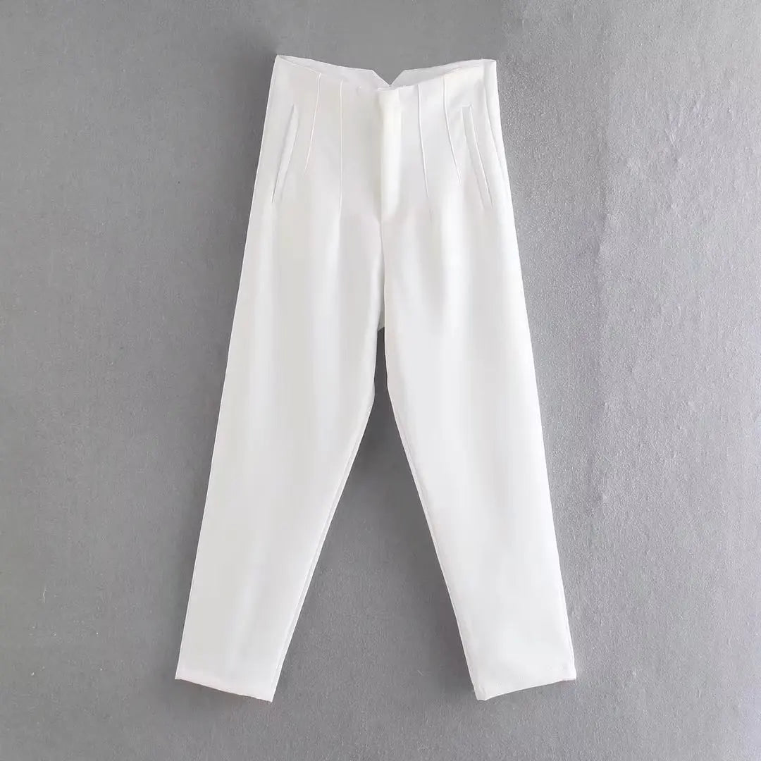 Front Zipper Straight Pants