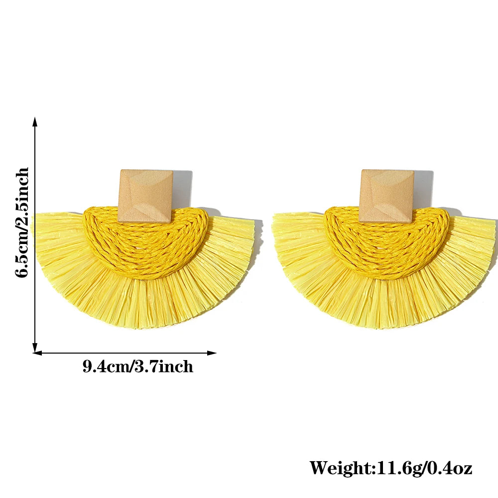 Raffia Fan Drop Earrings