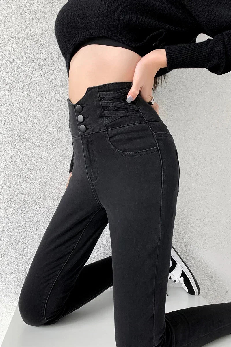 Four Button Skinny Jeans