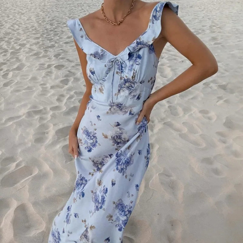 Floral Backless Maxi Dress