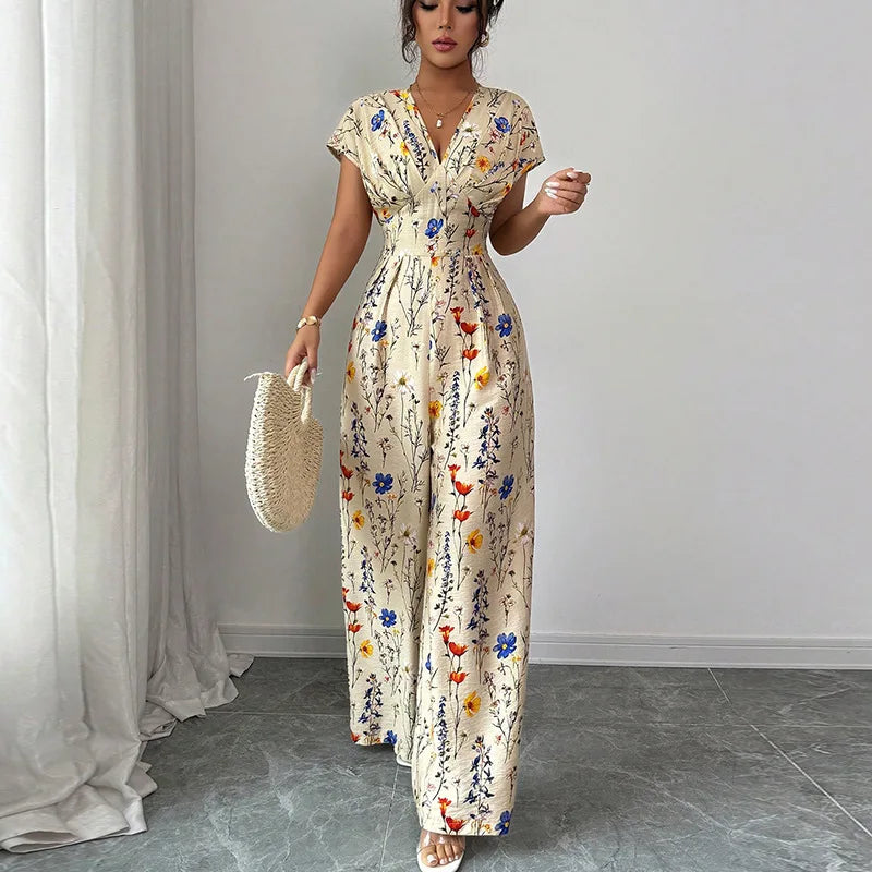 Floral Short Sleeve Jumpsuit