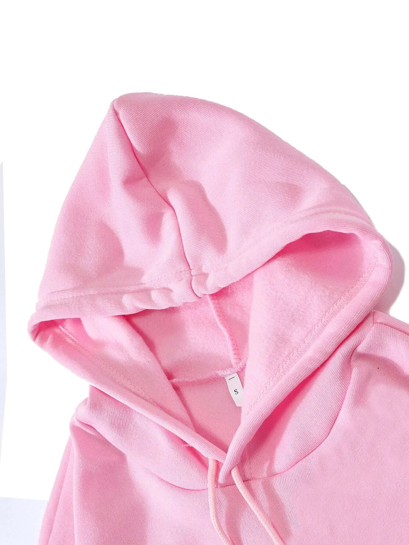Fleece Graphic Loose Hoodie
