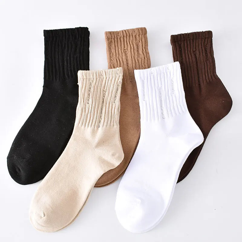 5 Pairs/ Lot Dreamlikelin Woman Socks Harajuku Retro Embroidery Spring 3D Knitting Flowers Embossed Print Lolita Christmas Gift