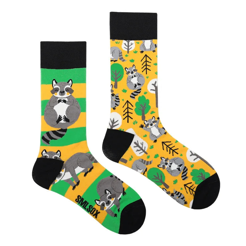 1Pair Man Women Socks Original AB Tide Socks Medium High Tube Colorful Socks Flowers Fruits Candy Cake Cotton Socks Unisex Socks