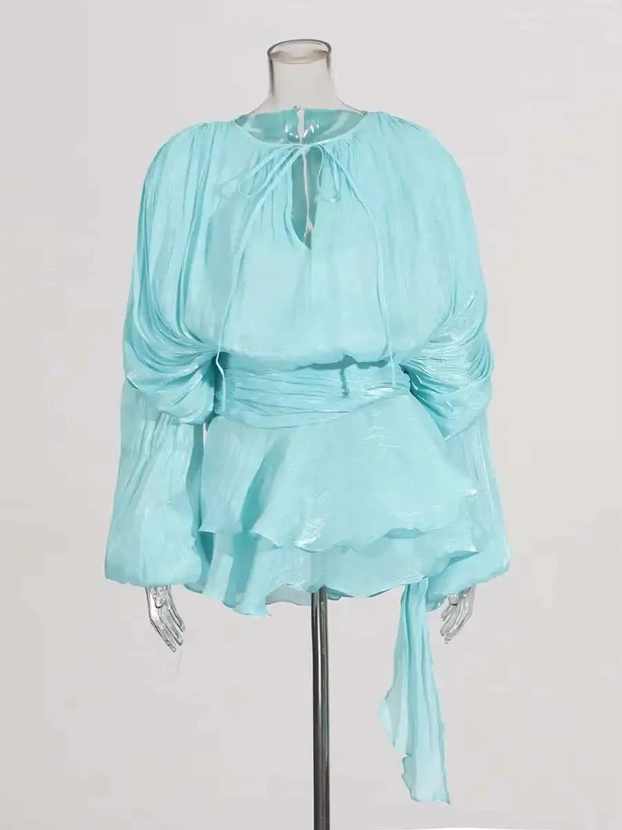 Lace Up Blouse Dress