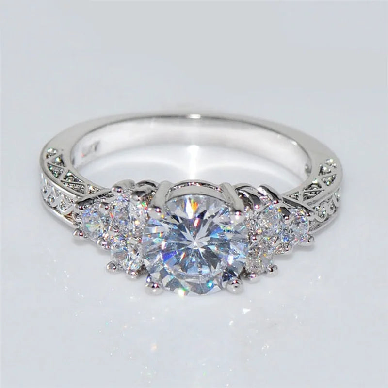 Silver Zircon Engagement Ring