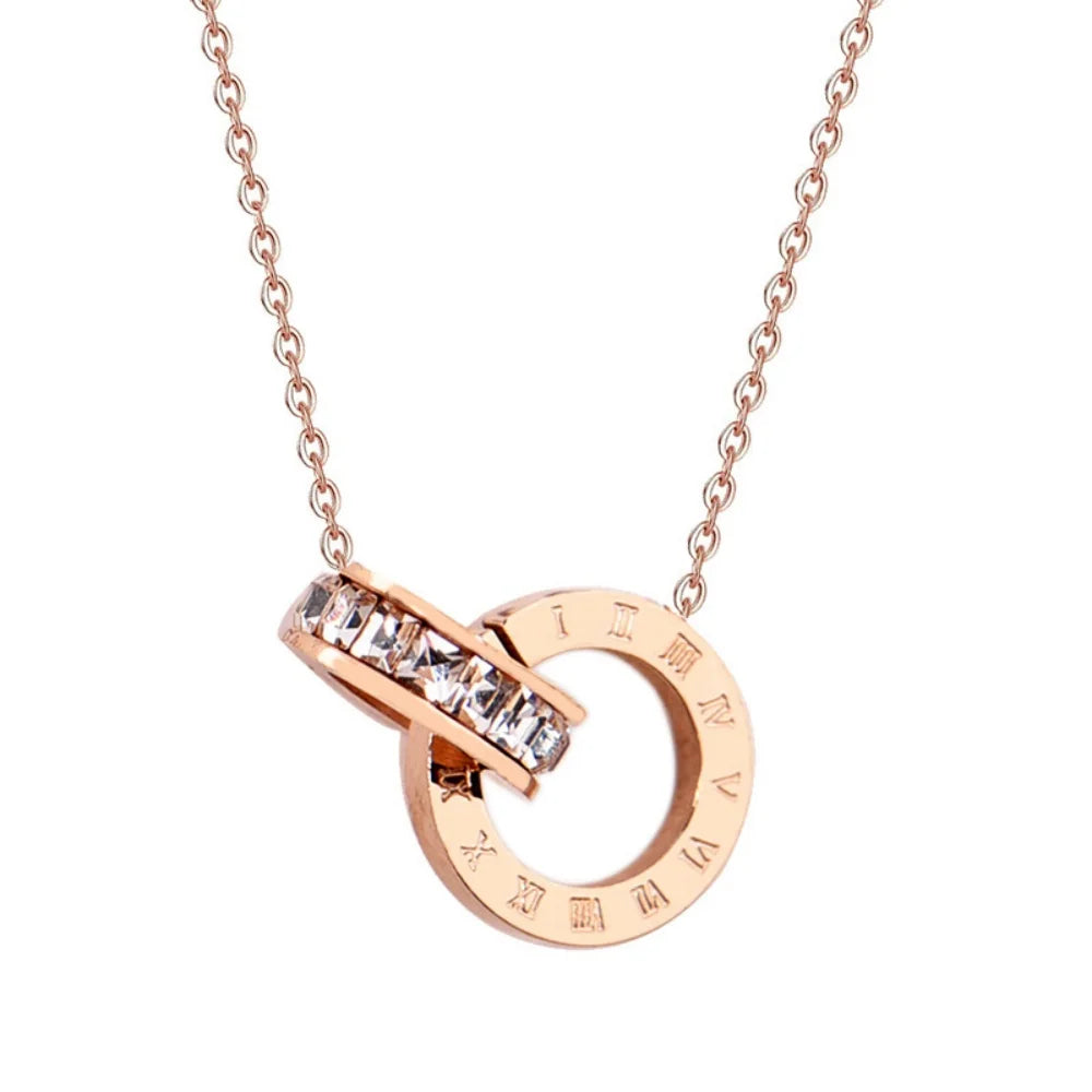 Crystal Roman Circle Necklace
