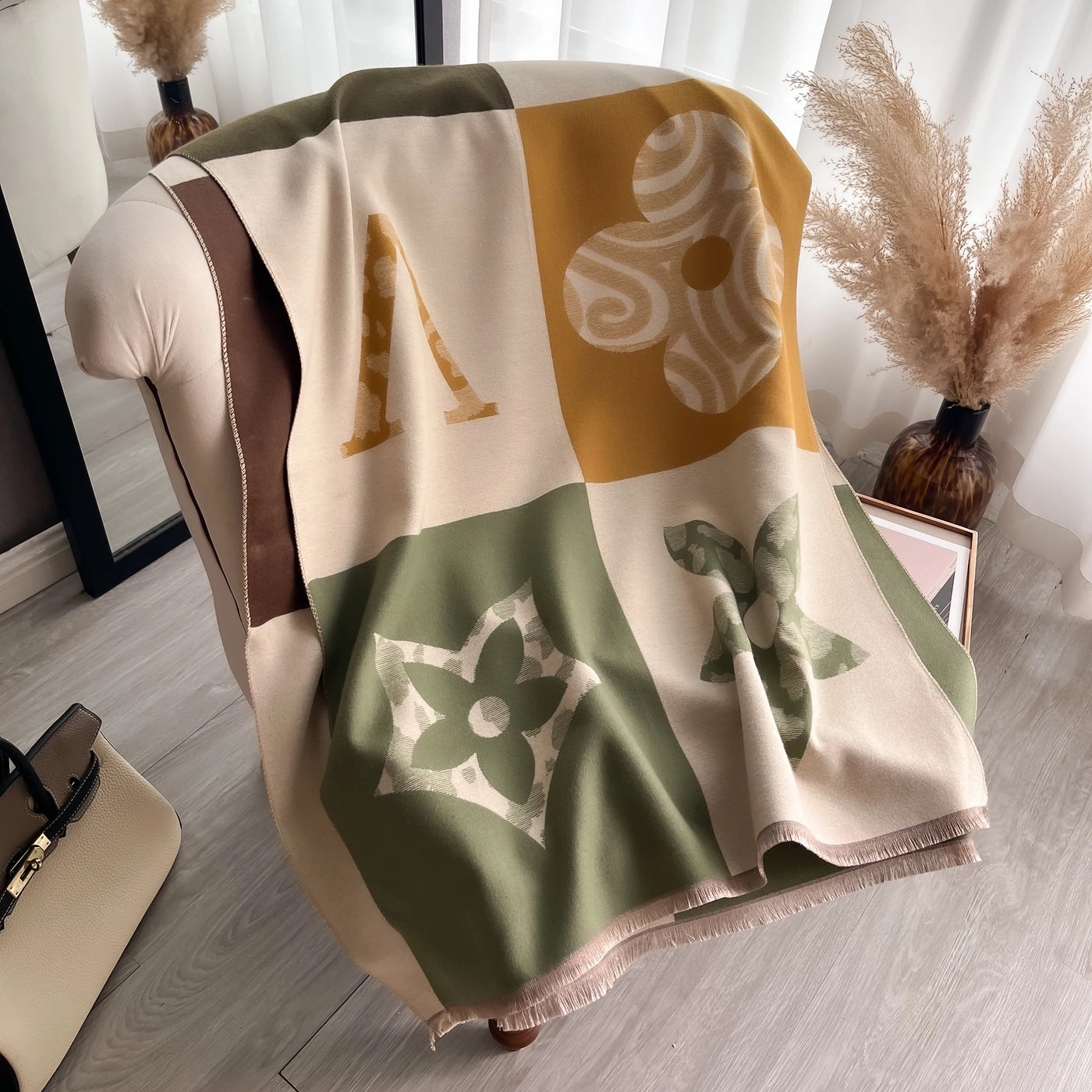 Floral Cashmere-Feel Warm Scarf
