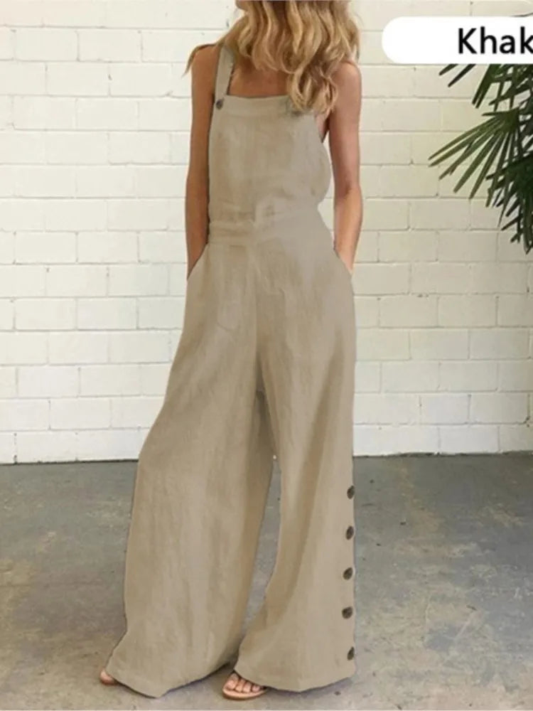 Pocket Suspender Wide Jumpsuit