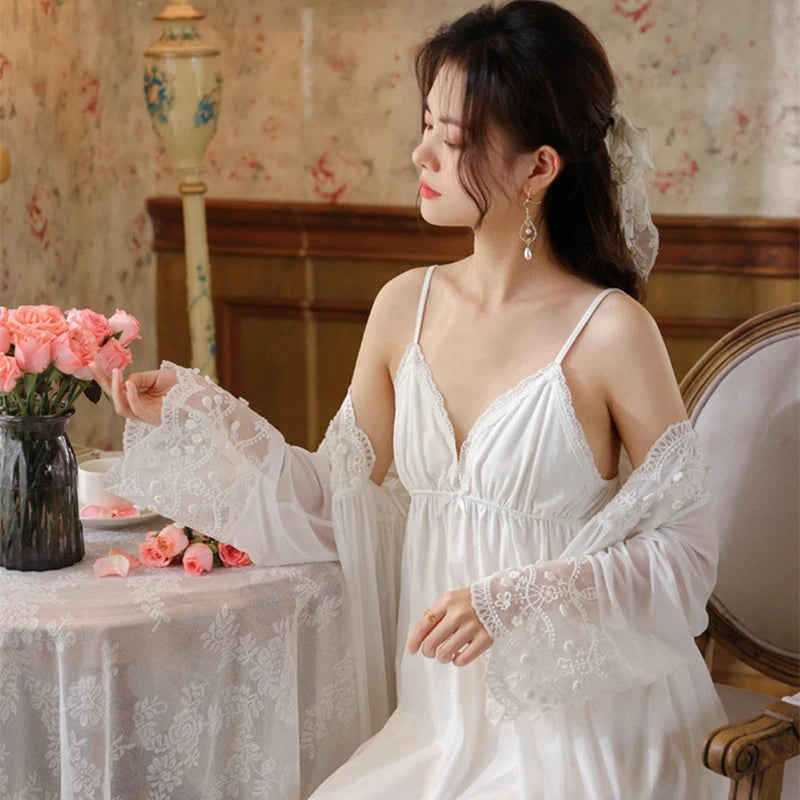 White Mesh Princess Pajamas