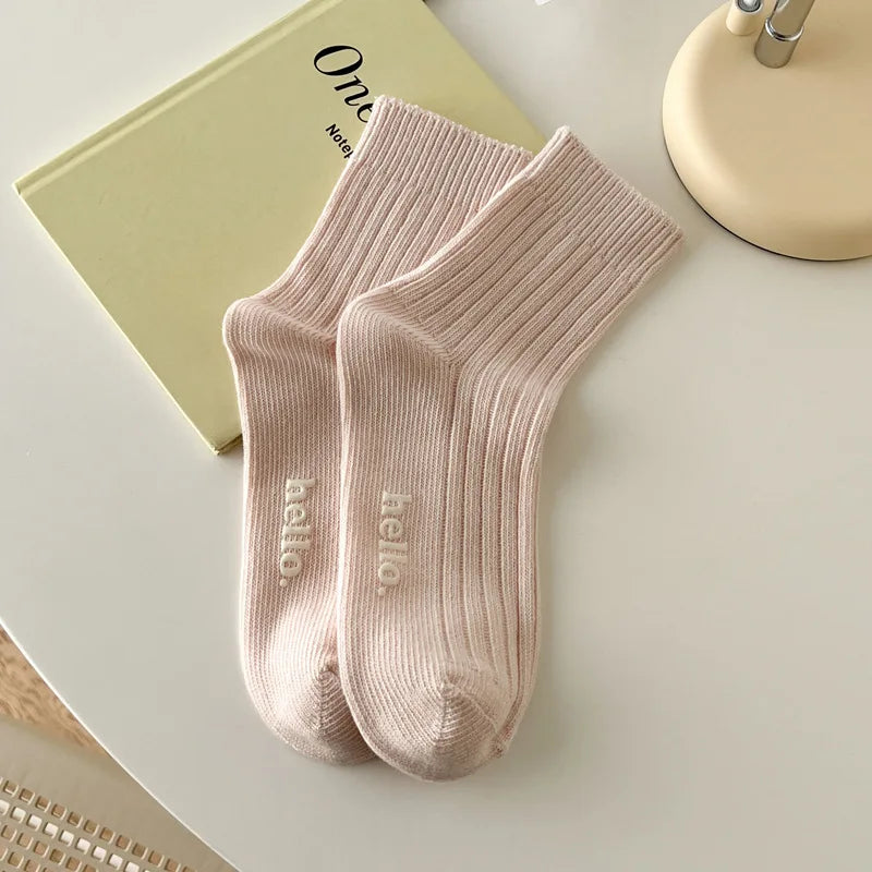 Cute Women's Socks Japanese Fashion New Spring Summer Female Simple Socks Soft Breathable Absorb Sweat Fresh Colorful Socks