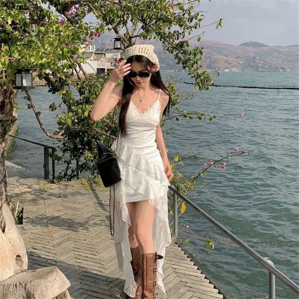 White Lace Midi Dress
