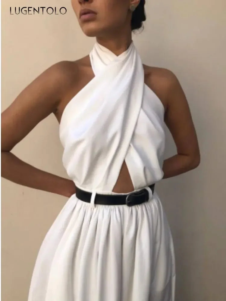 Backless Halter Wide Jumpsuit