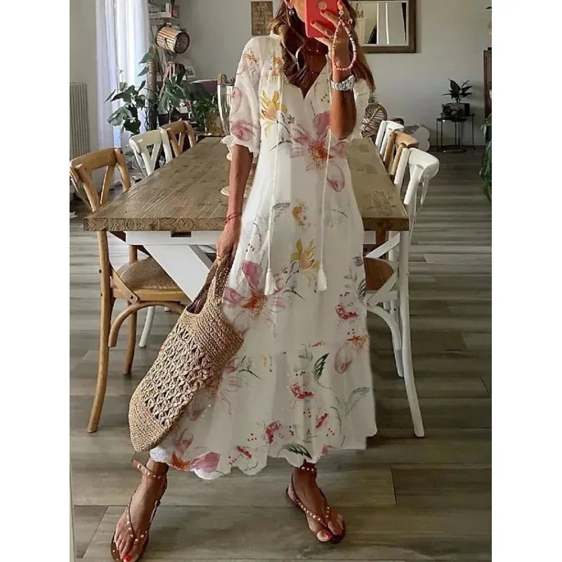 Bohemian Floral Beach Dress