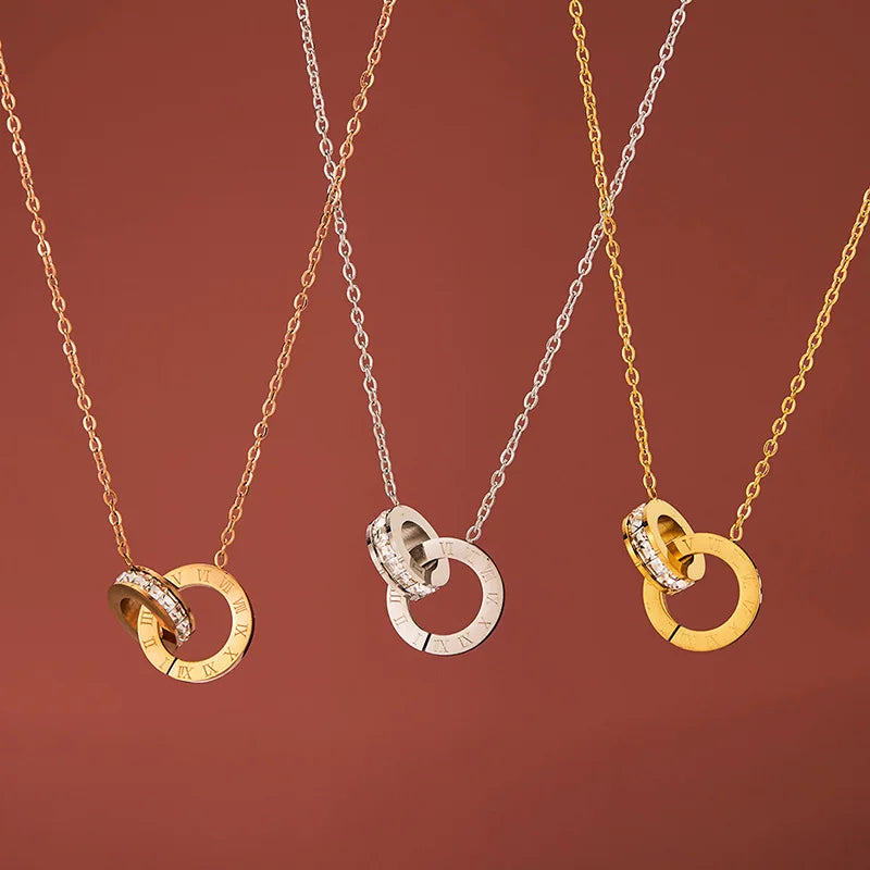 Crystal Roman Circle Necklace