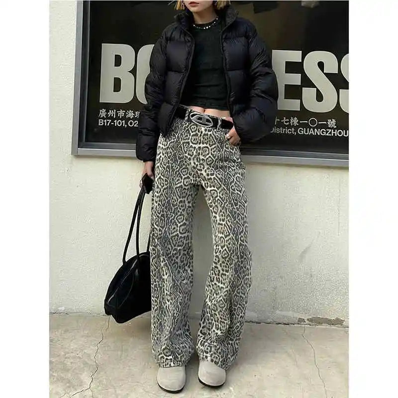 Leopard Wide Leg Jeans