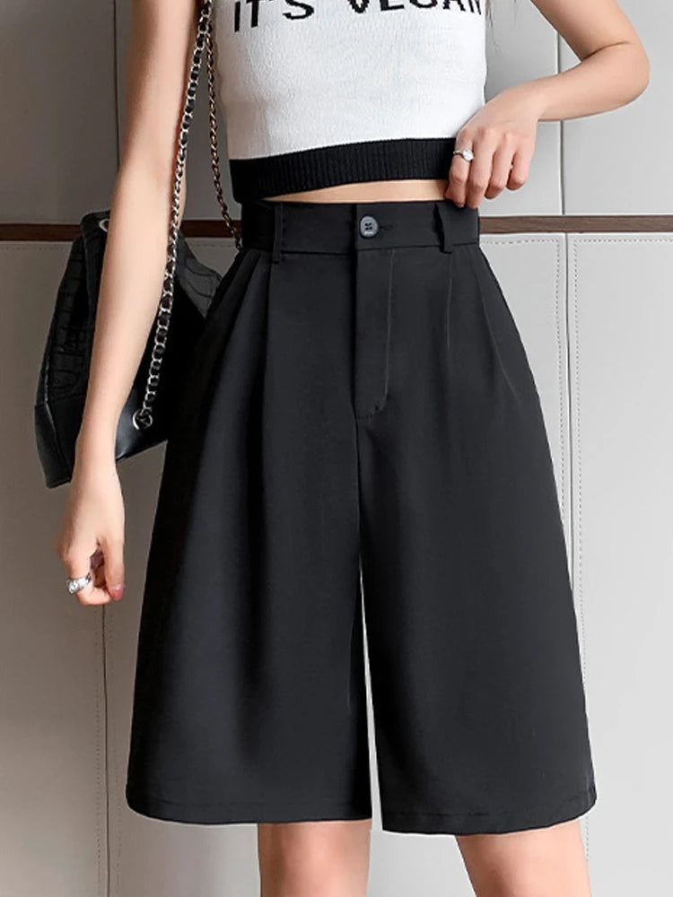 Wide-Leg Office Shorts
