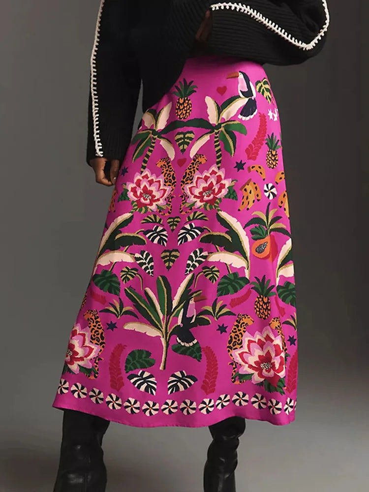 Floral Zip A-Line Skirt