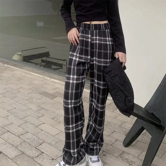 Fleece Lined Plaid Trousers