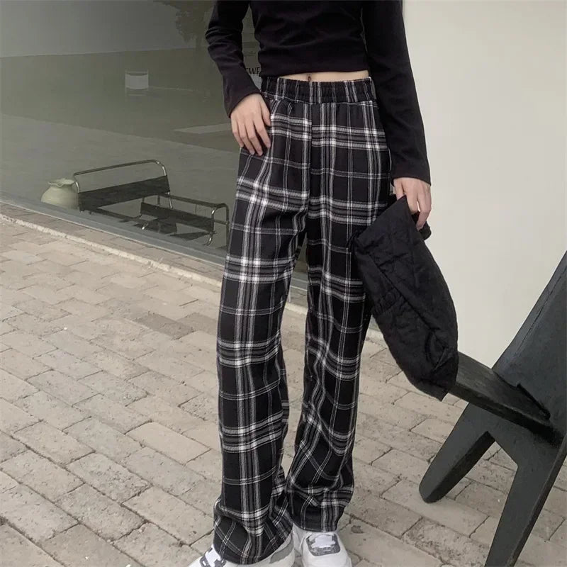 Fleece Lined Plaid Trousers