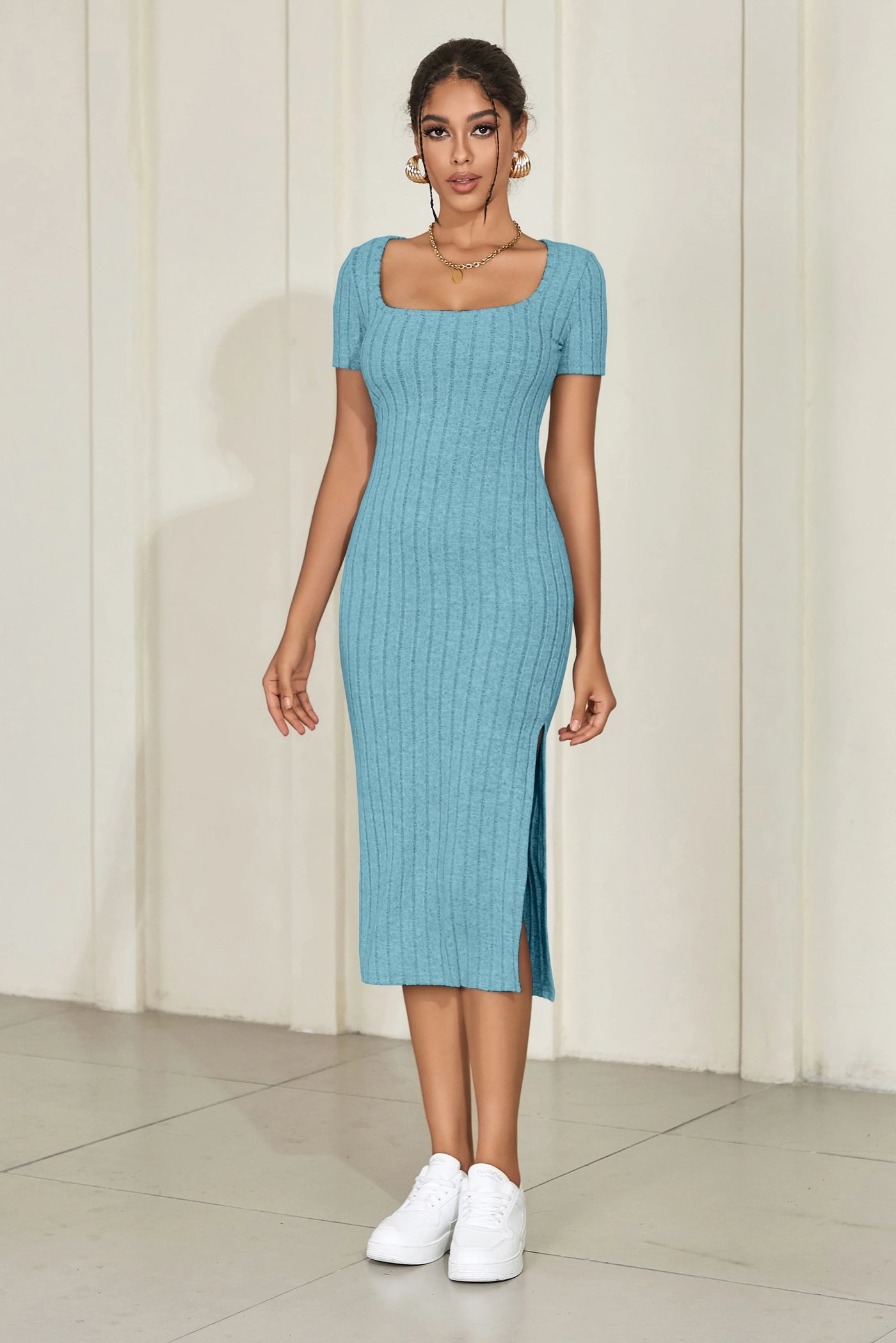 Square Neck Knit Dress