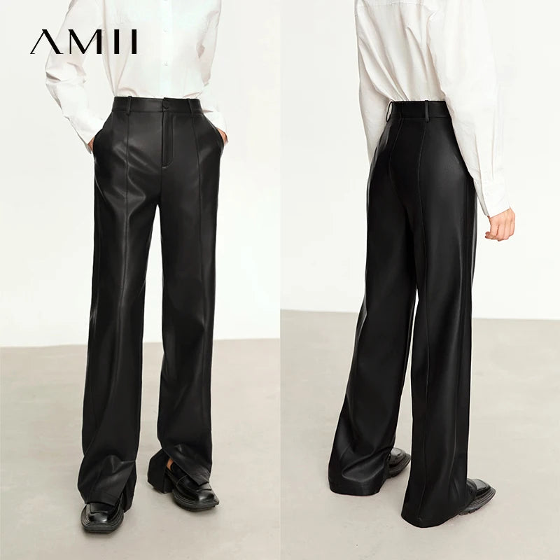 Minimalist PU Leather Pants