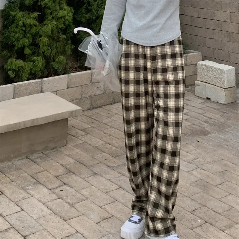 Fleece Lined Plaid Trousers