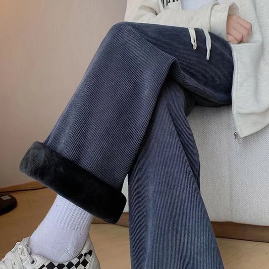 Corduroy Fleece Straight Pants