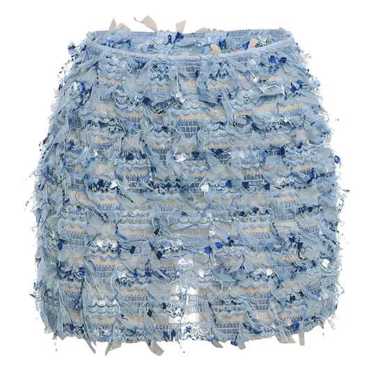 Tassel Knit Mini Skirt