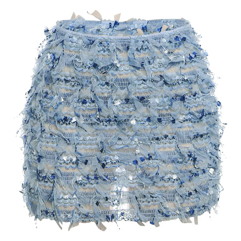 Tassel Knit Mini Skirt