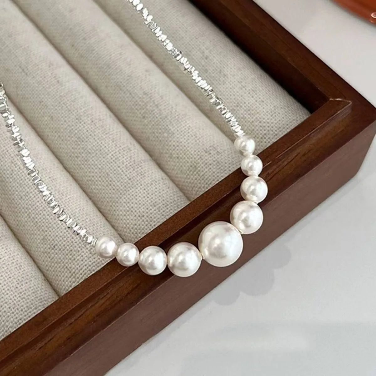 Layered Pearl Steel Necklace